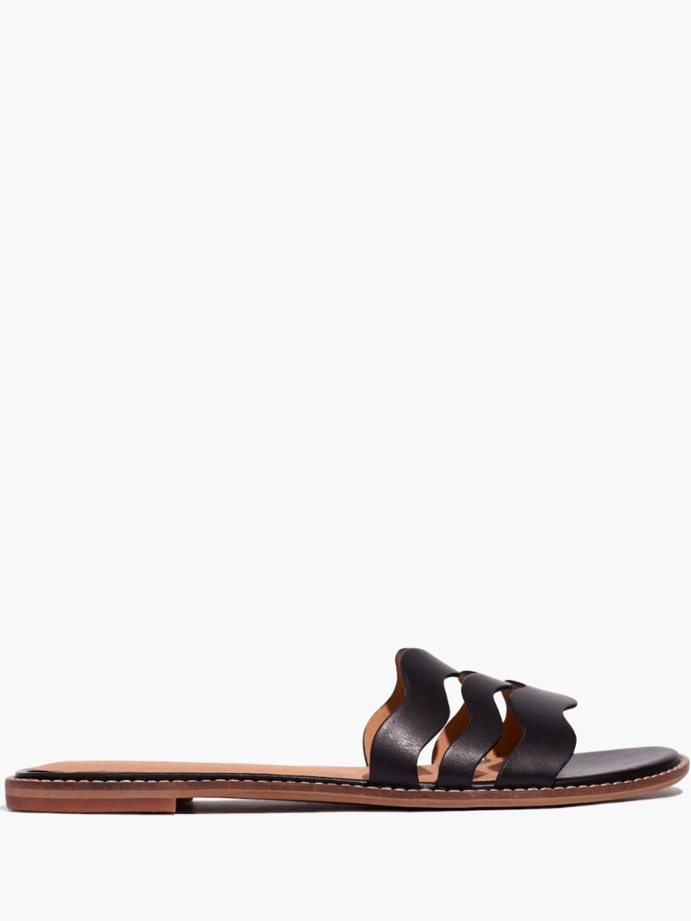 Madewell The Wave Slide Sandal in Vachetta Leather black tan size 6.5 - Picture 2 of 7